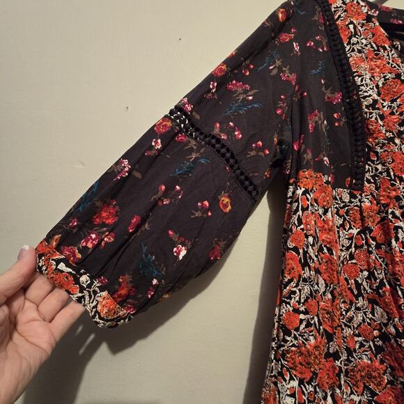 Cafe Marrakesh Floral Peasant Top Women XL Prairie Festival Crochet Boho Cottage - Picture 2 of 13